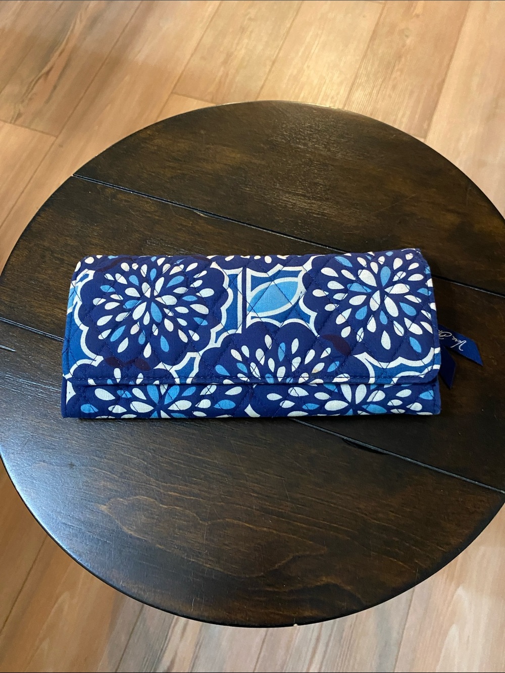 Vera Bradley Navy and Light Blue Floral Quilted Wallet